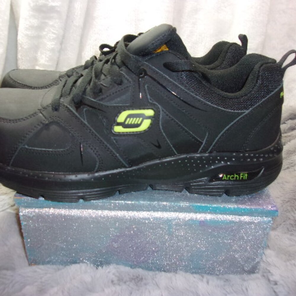 S-121 MENS SKECHERS ARCH FIT SR-SELLIAN ALLOY TOE WORK SHOES (WIDE SIZE) - Picture 5 of 14